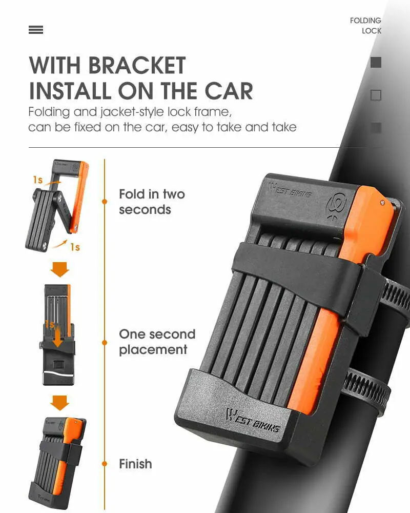 WEST BIKING Foldable Bicycle Lock Security Anti-theft Cycling Lock MTB Road Bicycle Accessories Scooter Electric Bike Chain Lock