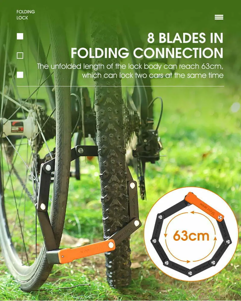 WEST BIKING Foldable Bicycle Lock Security Anti-theft Cycling Lock MTB Road Bicycle Accessories Scooter Electric Bike Chain Lock