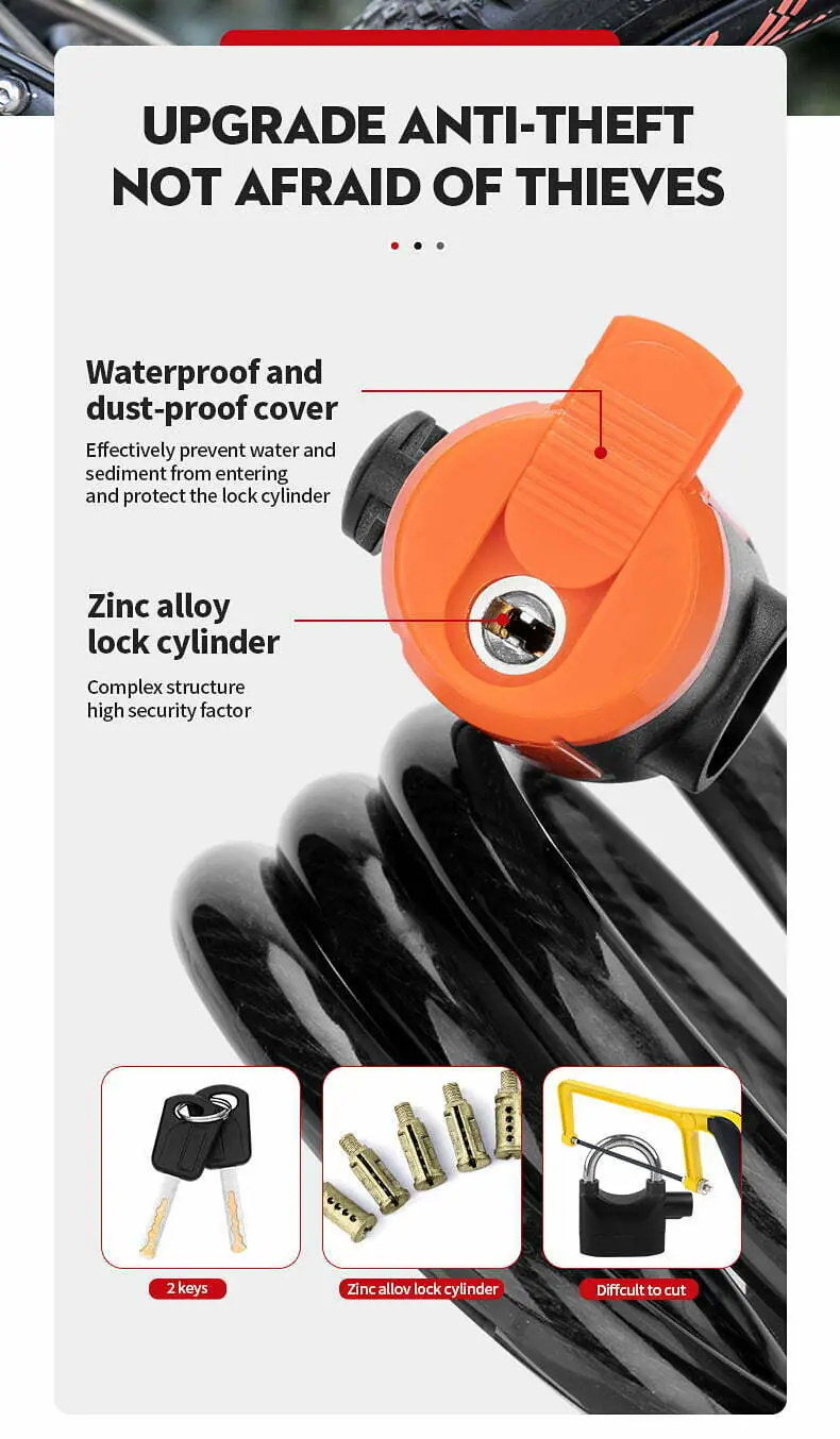 Xunting Mountain Bike Cable Lock Key Electric Password Fixed Anti-Theft Steel Bicycle Lock Bike Accessories Candado Bicicleta