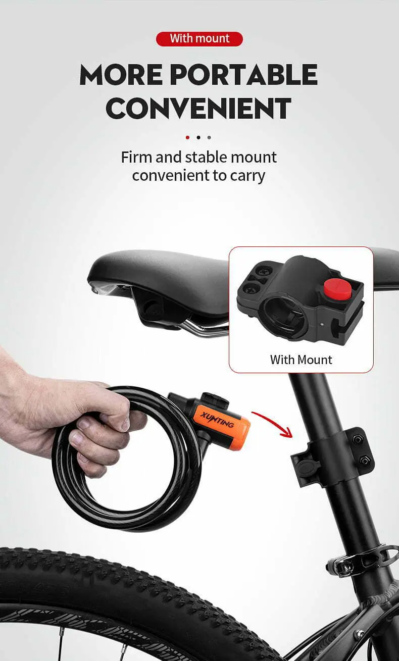 Xunting Mountain Bike Cable Lock Key Electric Password Fixed Anti-Theft Steel Bicycle Lock Bike Accessories Candado Bicicleta