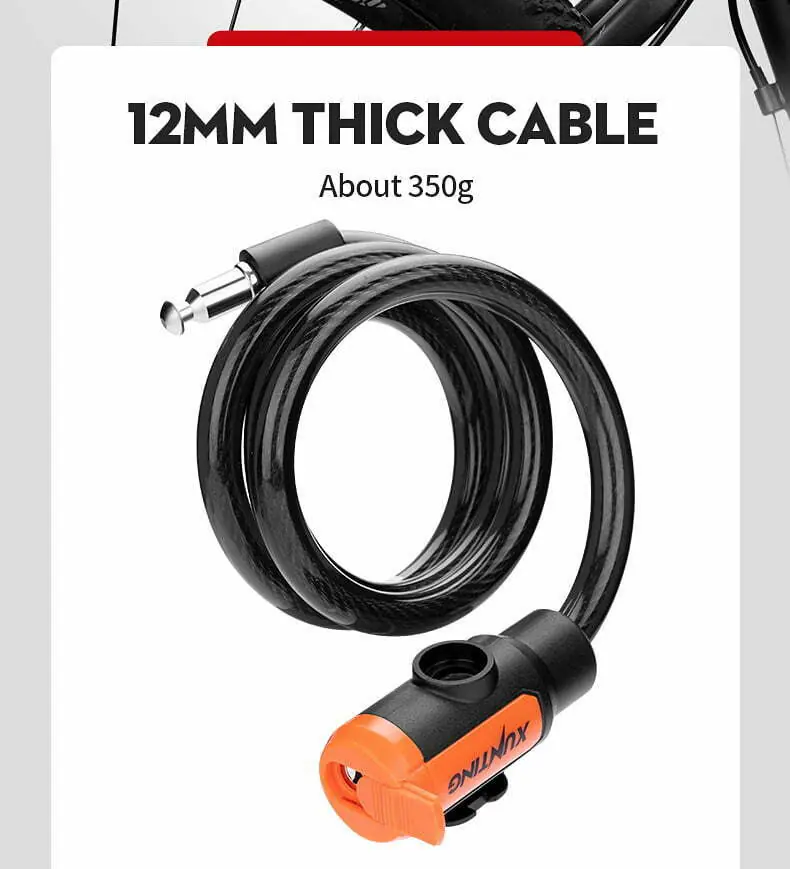 Xunting Mountain Bike Cable Lock Key Electric Password Fixed Anti-Theft Steel Bicycle Lock Bike Accessories Candado Bicicleta