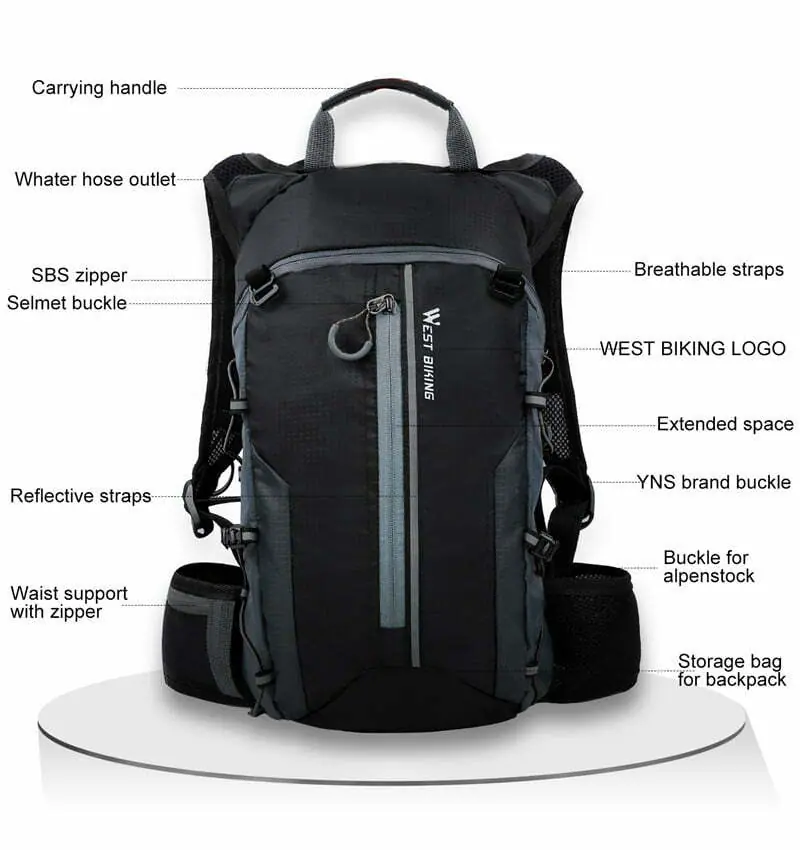 WEST BIKING Bicycle Bike Bags 10L Portable Waterproof Road Cycling Water Bag Outdoor Sport Climbing Pouch Hydration Backpack
