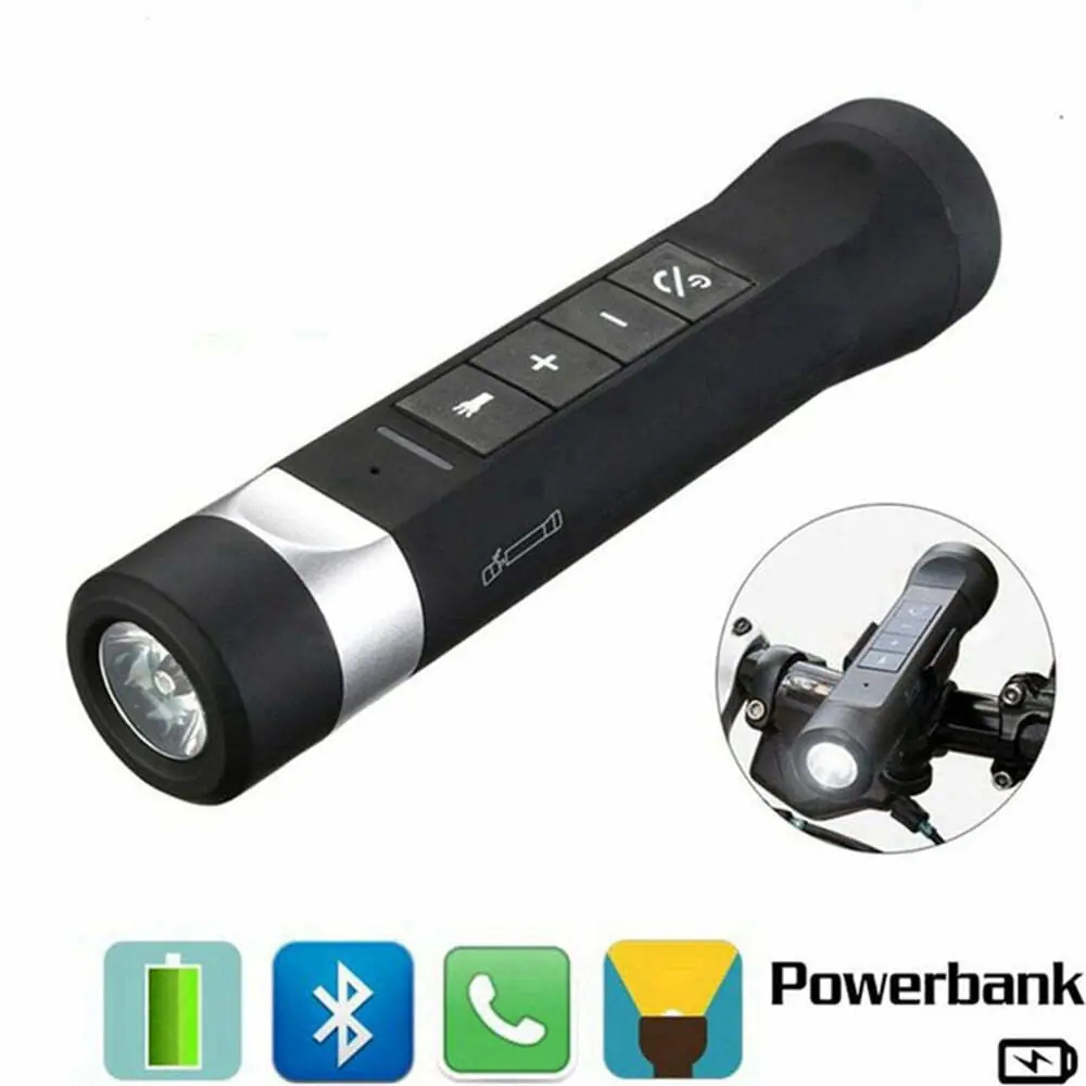 5 in 1 Bicycle Speaker Outdoor Sport Power Bank Flashlight Mp3 Player Bluetooth Stereo Subwoofer Handsfree phone for Bike
