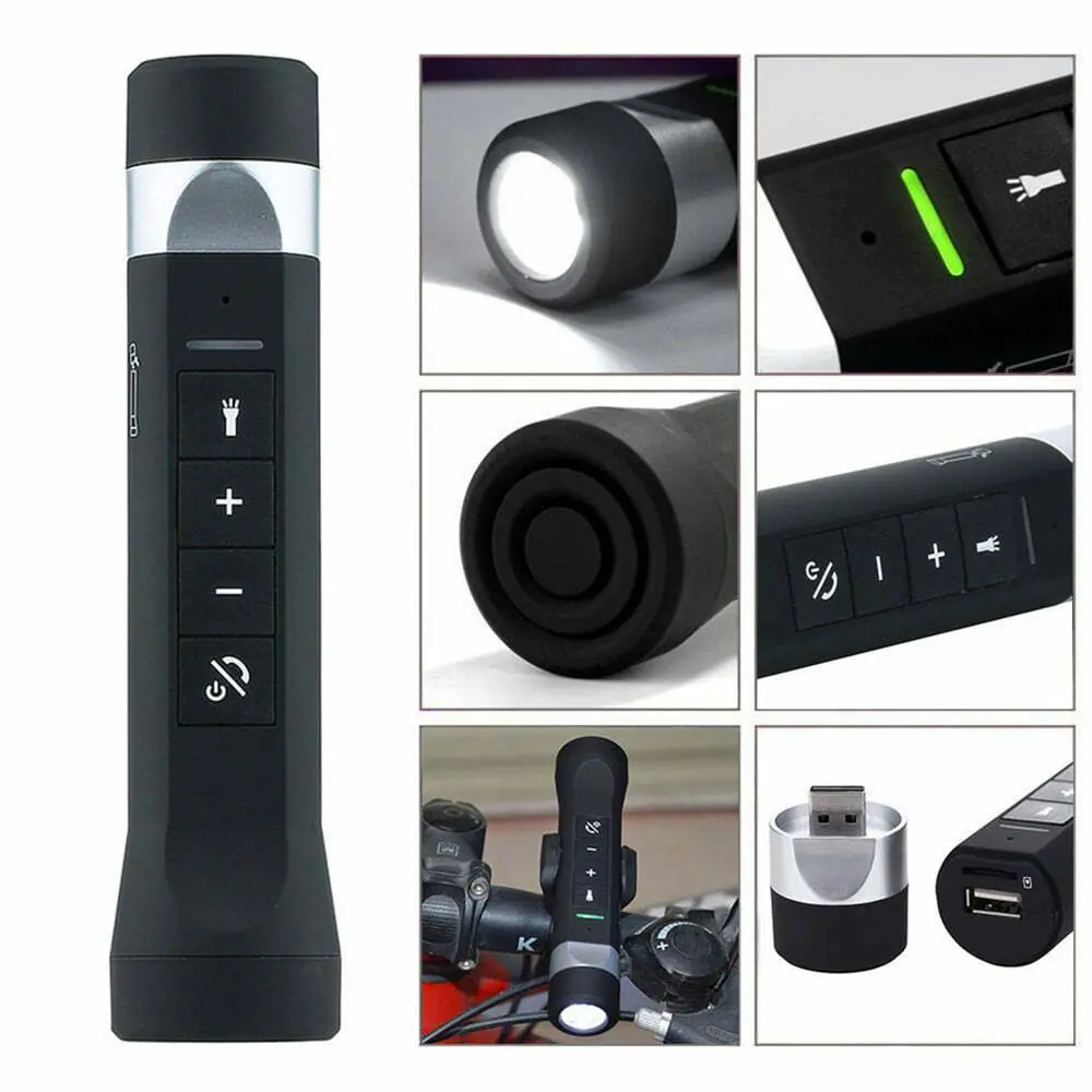5 in 1 Bicycle Speaker Outdoor Sport Power Bank Flashlight Mp3 Player Bluetooth Stereo Subwoofer Handsfree phone for Bike