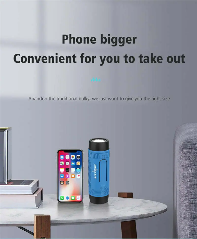 ZEALOT S1 Wireless Bluetooth Speaker FM radio Outdoor Portable Bicycle Speaker mini Column +Power Bank+Flashlight+Bike+Mount