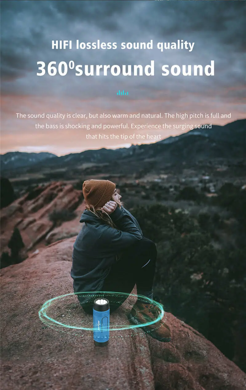 ZEALOT S1 Wireless Bluetooth Speaker FM radio Outdoor Portable Bicycle Speaker mini Column +Power Bank+Flashlight+Bike+Mount