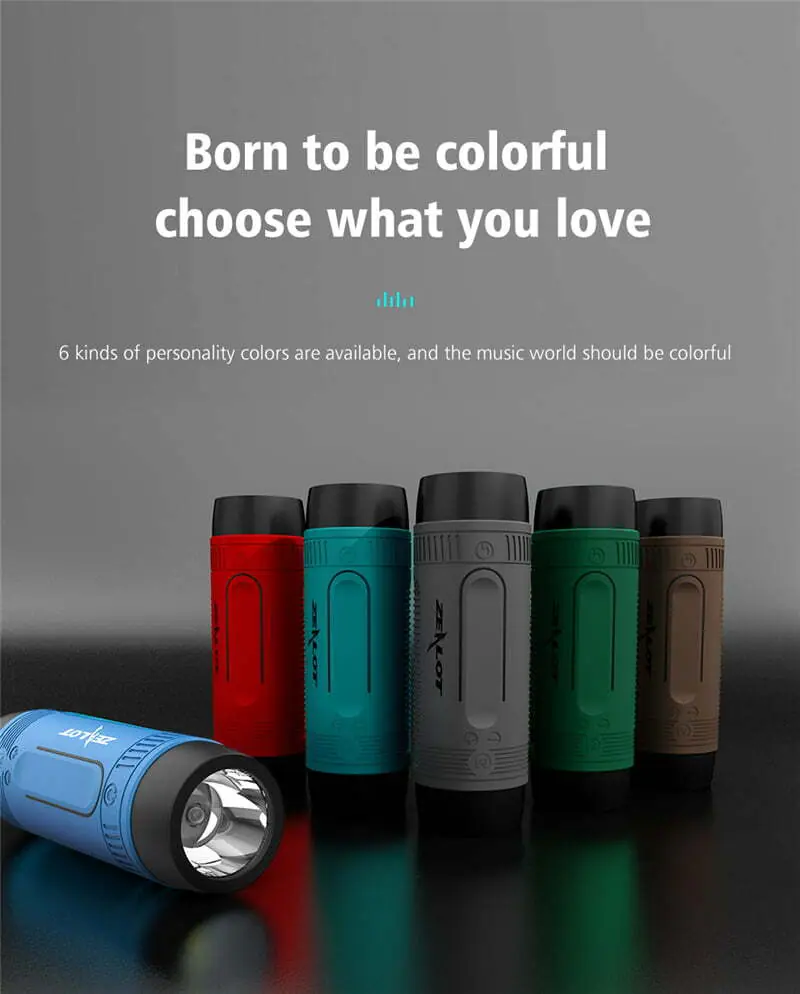 ZEALOT S1 Wireless Bluetooth Speaker FM radio Outdoor Portable Bicycle Speaker mini Column +Power Bank+Flashlight+Bike+Mount