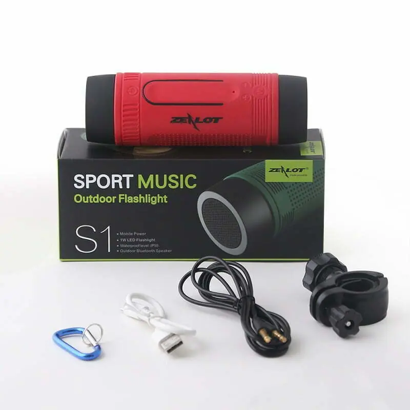 ZEALOT S1 Wireless Bluetooth Speaker FM radio Outdoor Portable Bicycle Speaker mini Column +Power Bank+Flashlight+Bike+Mount