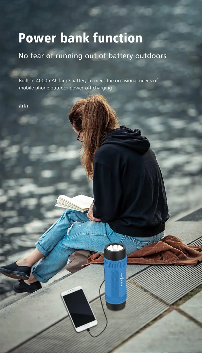 ZEALOT S1 Wireless Bluetooth Speaker FM radio Outdoor Portable Bicycle Speaker mini Column +Power Bank+Flashlight+Bike+Mount