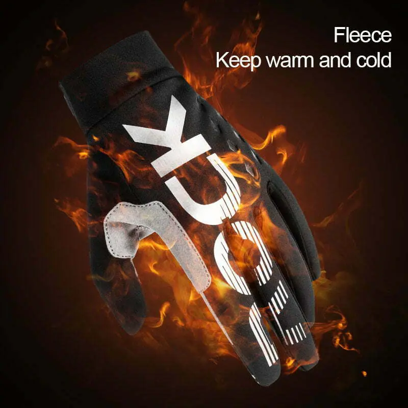 ROCKBROS Winter Gloves Bicycle Gloves Windproof Waterproof Gloves Warm Fleece Cycling Gloves Motorcycle Gloves Skiing Gloves Bik