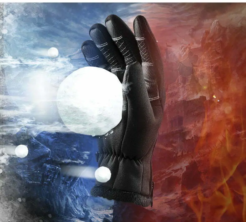 ROCKBROS Winter Gloves Bicycle Gloves Windproof Waterproof Gloves Warm Fleece Cycling Gloves Motorcycle Gloves Skiing Gloves Bik