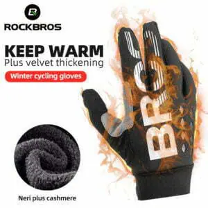 ROCKBROS Winter Gloves Bicycle Gloves Windproof Waterproof Gloves Warm Fleece Cycling Gloves Motorcycle Gloves Skiing Gloves Bik