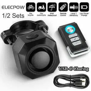 Elecpow Wireless Waterproof Bike Vibration Alarm USB Charging  Remote Control Motorcycle Electric Bicycle Security Burglar Alarm