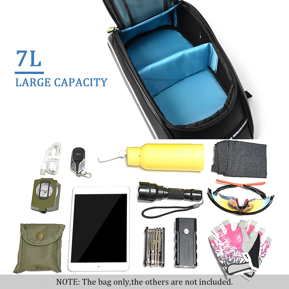 Bike Trunk Bag 7L Bicycle Bag Water Resistant Bike Rack Bag with Waterproof Rain Cover bycicle bag