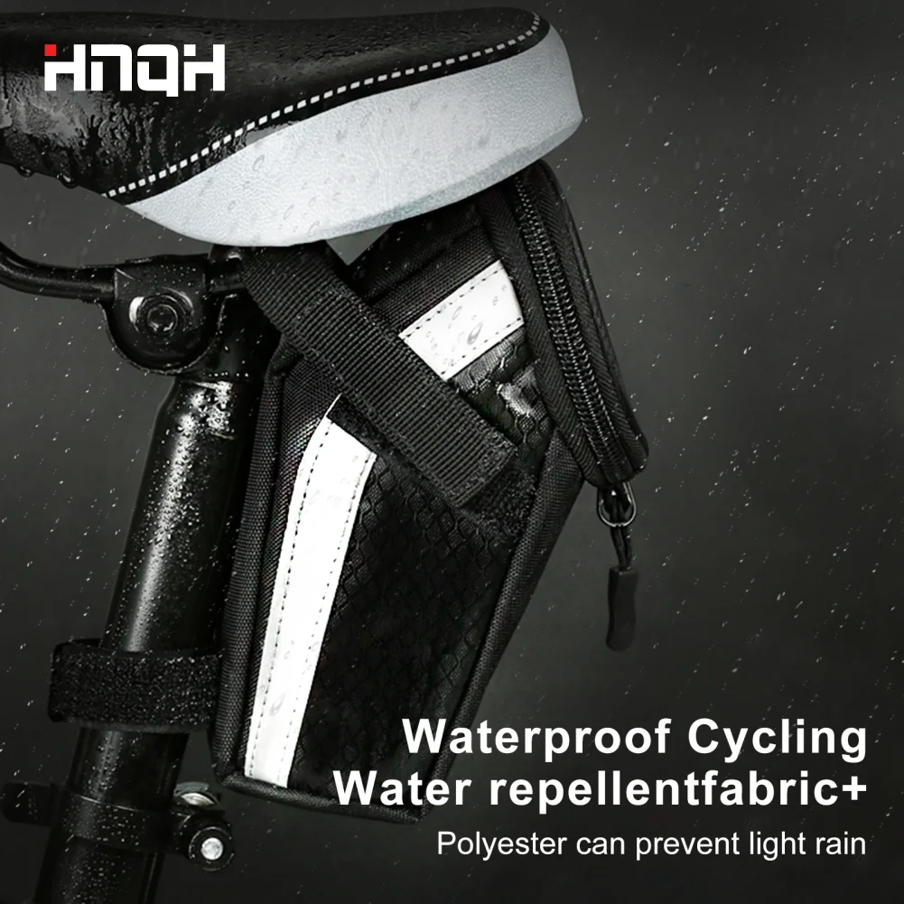 HNQH Nylon Saddle Bag Waterproof Storage Bike Bag Seat Cycling Tail Rear Pouch Bag Saddle Bicycle Accessories Bolsa Bicicleta
