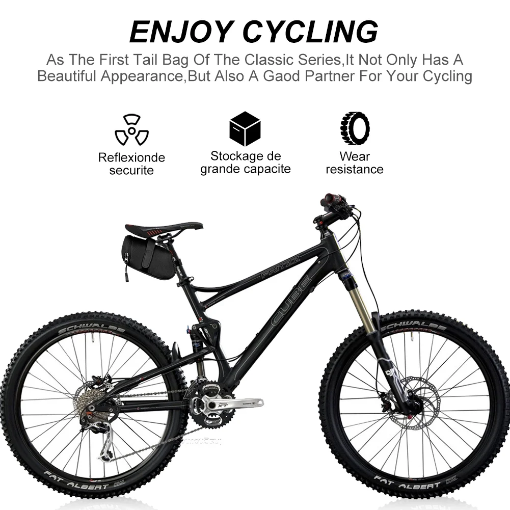 HNQH Nylon Saddle Bag Waterproof Storage Bike Bag Seat Cycling Tail Rear Pouch Bag Saddle Bicycle Accessories Bolsa Bicicleta