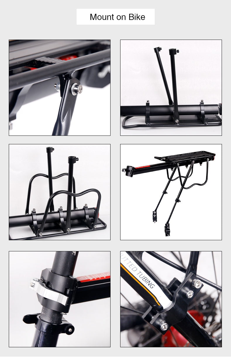 Deemount Bicycle Luggage Carrier Cargo Rear Rack Shelf Cycling Bag Stand Holder Trunk Fit 20-29'' Mtb &4.0''  Fat Bike