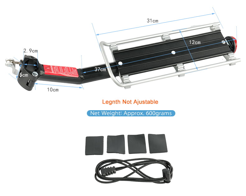 Deemount Bicycle Luggage Carrier Cargo Rear Rack Shelf Cycling Bag Stand Holder Trunk Fit 20-29'' Mtb &4.0''  Fat Bike